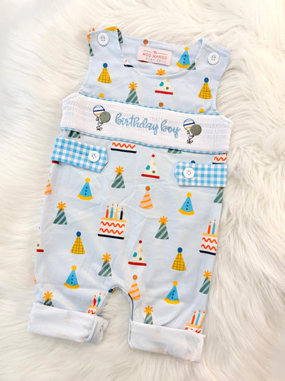 it&#39;s fun to be one first birthday boy romper blue colorful longtalls blue white gingham smash cake outfit overalls, ONE smocked romper first birthday party hats, balloons embroidered smocked spring summer fall 1st birthday boy outfit romper baby boys rodeo 1st birthday cake smash outfit, the mod mango baby boutique co, boys first birthday outfit theme