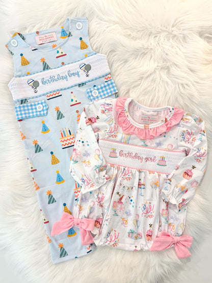 boy girl twins it&#39;s fun to be one first birthday boy romper blue colorful longtalls blue white gingham smash cake outfit overalls, ONE smocked romper first birthday party hats, balloons embroidered smocked spring summer fall 1st birthday boy outfit romper baby boys rodeo 1st birthday cake smash outfit, the mod mango baby boutique co, boys first birthday outfit theme