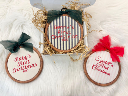 Baby's First Christmas Custom Embroidered Hoop with Name