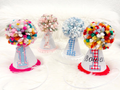 custom first birthday party hat, boys first birthday hat, girls first birthday hat, baby birthday hat, mini first birthday hat, 1st birthday hat, felt birthday hat for baby, the mod mango the mod mango baby co
