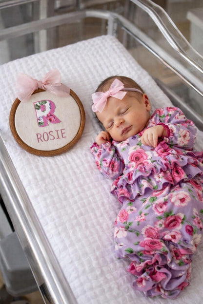 Baby Name Sign Custom Embroidered Hoop Keepsake Announcement Room Decor