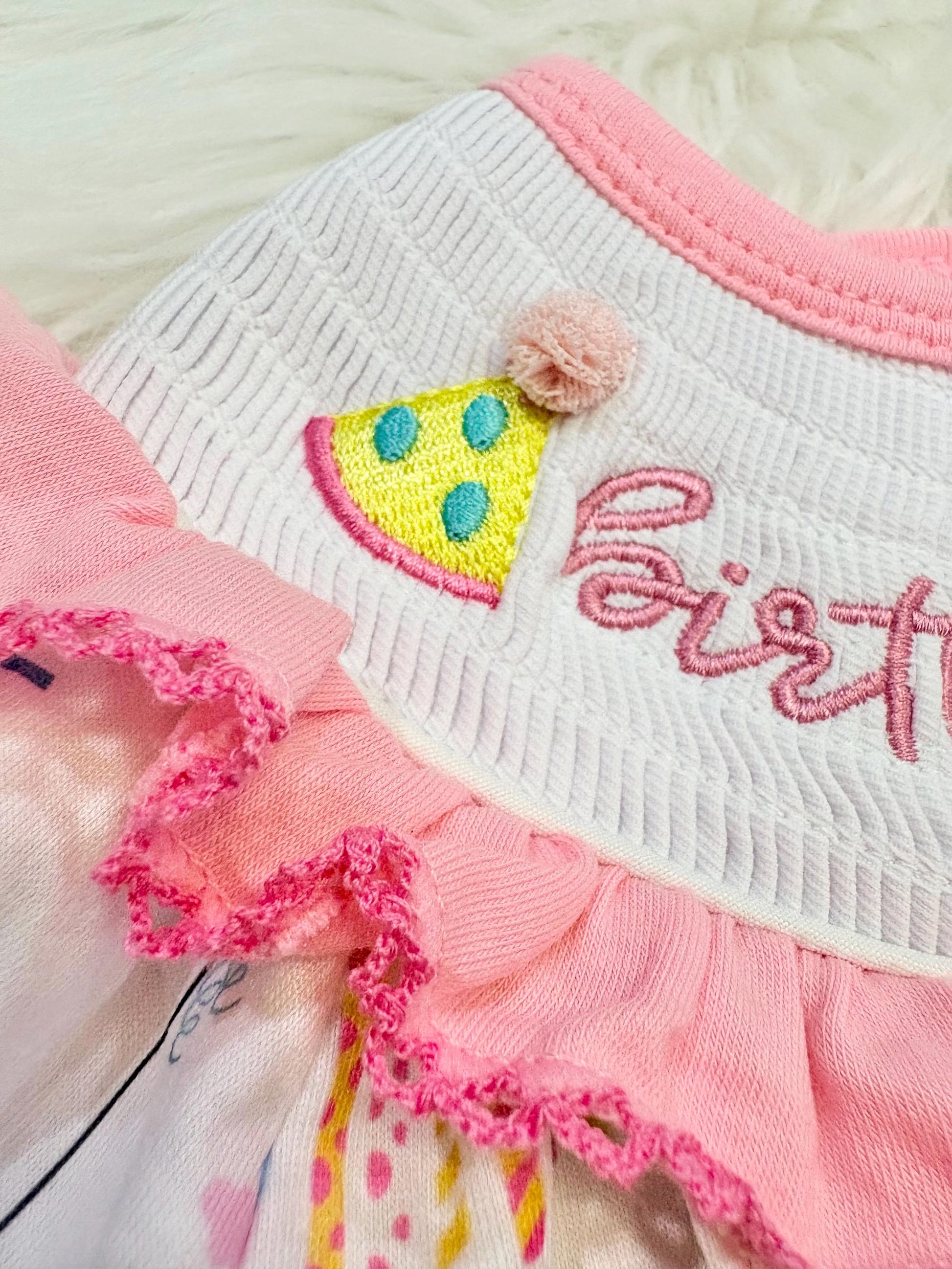 birthday girl party hat outfit one is fun first birthday outfit, pink first birthday smocked bubble romper outfit its fun to be one pink bow ruffle first birthday girl romper pink and white outfit, colorful rainbow pink white smocked bubble romper first birthday winter bows ruffle bows  embroidered smocked long sleeve 1st birthday outfit romper baby girls, the mod mango baby boutique co