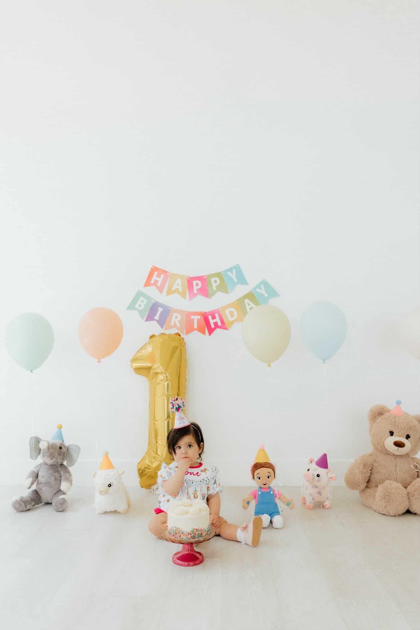 Custom First Birthday Mini Party Hat: Handmade Embroidered Felt Pom Pom