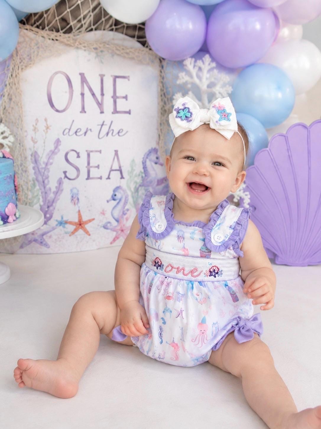 first shellebration oneder the sea first birthday outfit bubble romper mermaid purple pink aqua turquoise ocean party and bows first birthday girl romper pink ruffle sea baby outfit, girls under the sea smocked bubble romper first birthday summer bows ruffle embroidered smocked seashell seahorse jellyfish 1st birthday outfit romper baby girl cake smash outfit summertime, pink turquoise yellow octopus, the mod mango baby boutique co
