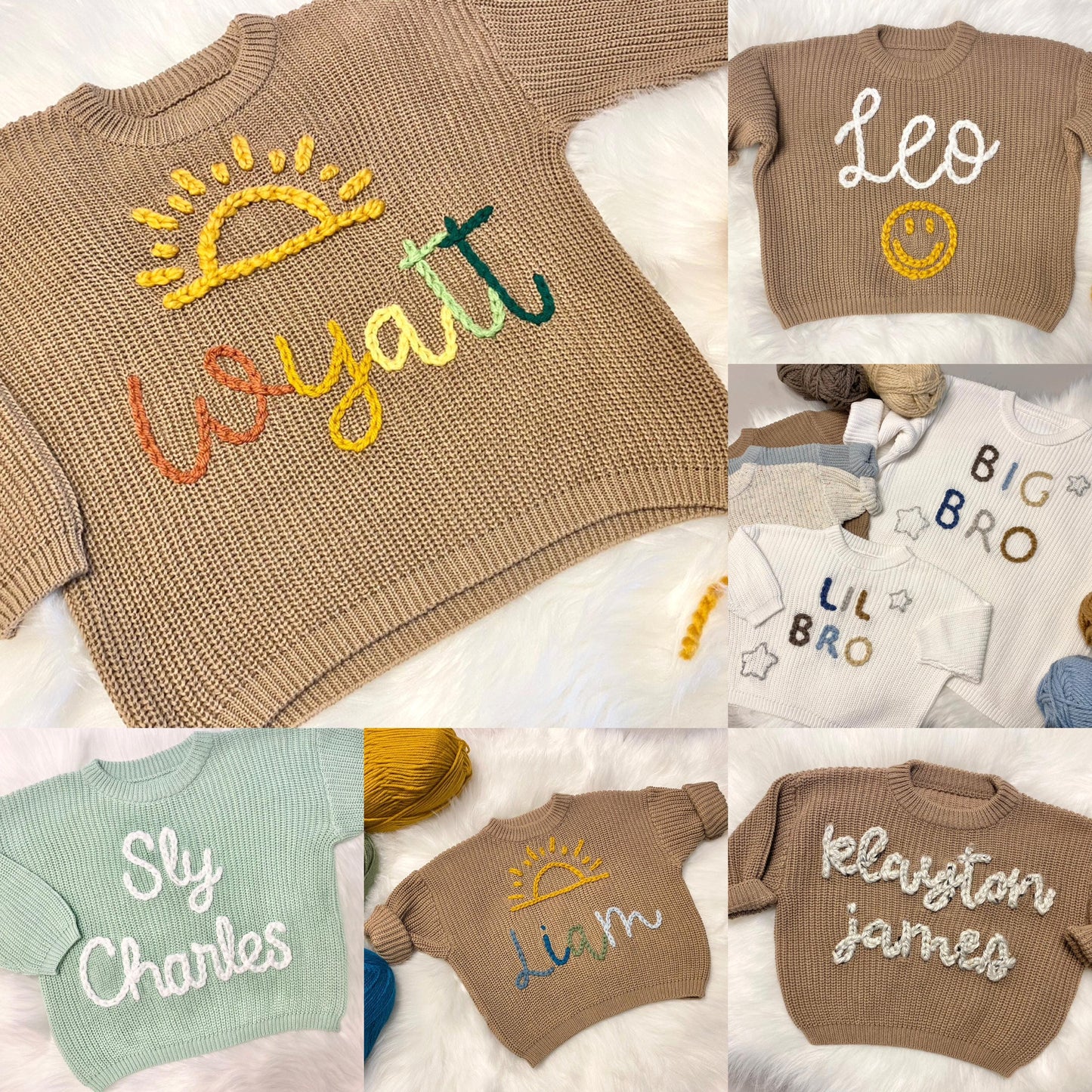 Hand Embroidered Baby Girl Sweater: Personalized Chunky Knit Gift