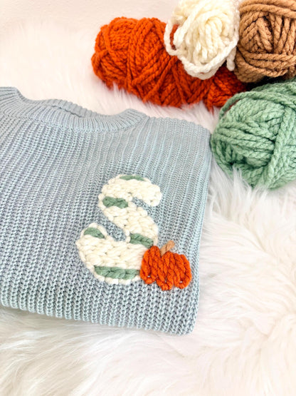 Blue Green Orange Personalized Monogram Baby and Toddler Fall Pumpkin Sweater, Striped Initial Pumpkin Patch Outfit Toddler Boy Girl Baby Name Pumpkin Sweater, Custom Sweater for Fall Thanksgiving, brown and orange baby sweater with name, chunky knit baby sweater personalized, first thanksgiving, the mod mango