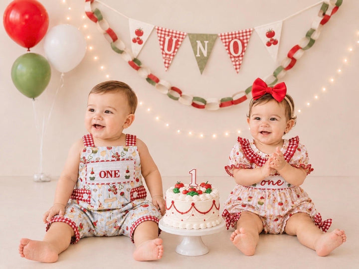 One Little Meatball Overalls Smocked Romper: Holy Cannoli Italian First Birthday Boy Outfit