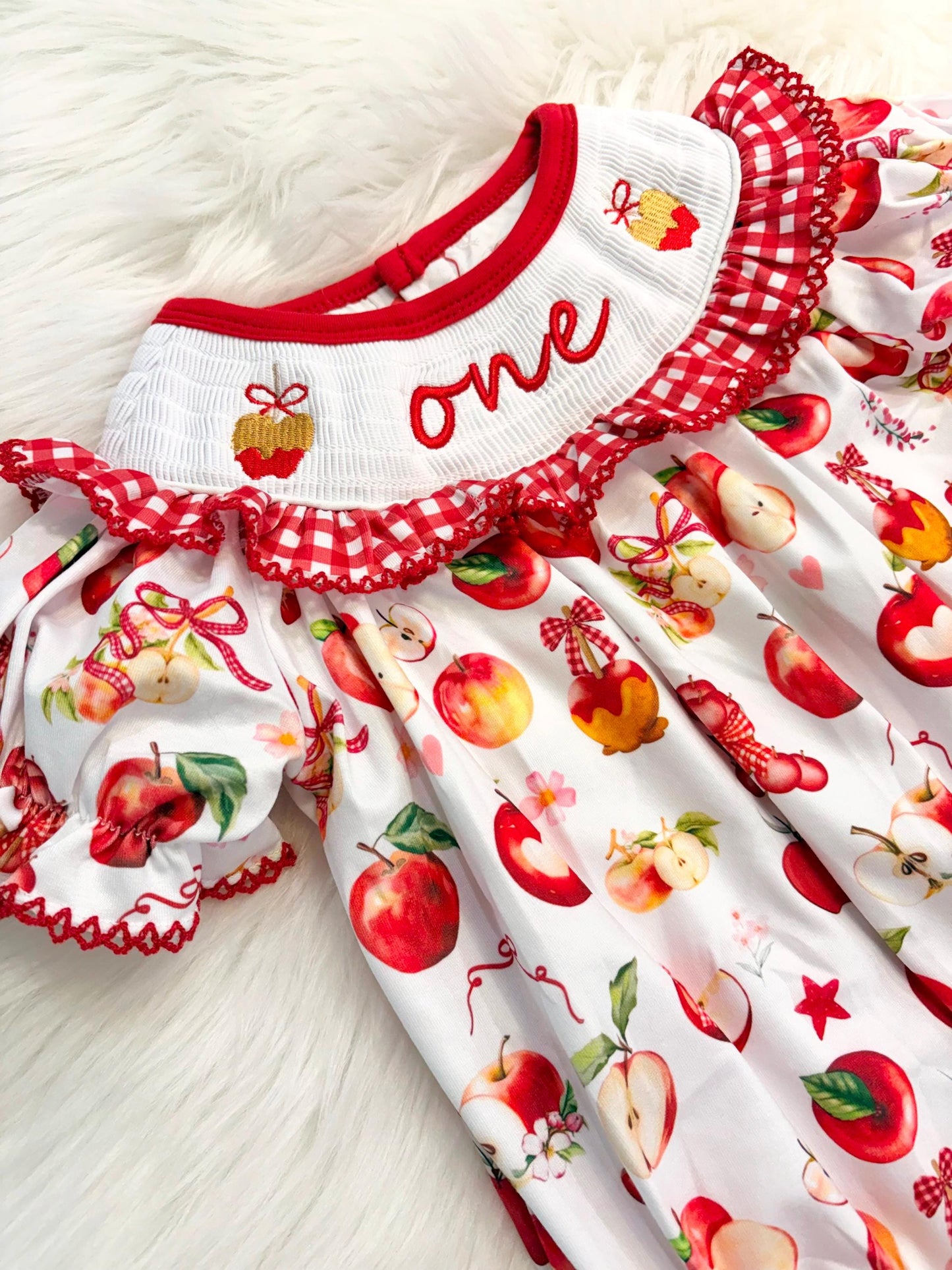 cutest one in the bushel apple of our eye first birthday outfit bubble romper red white and bows first birthday girl romper pink red and white gingham outfit, one apple of our eye red white smocked bubble romper first birthday bows ruffle embroidered smocked candy apple fall apples 1st birthday outfit romper baby girl, the mod mango