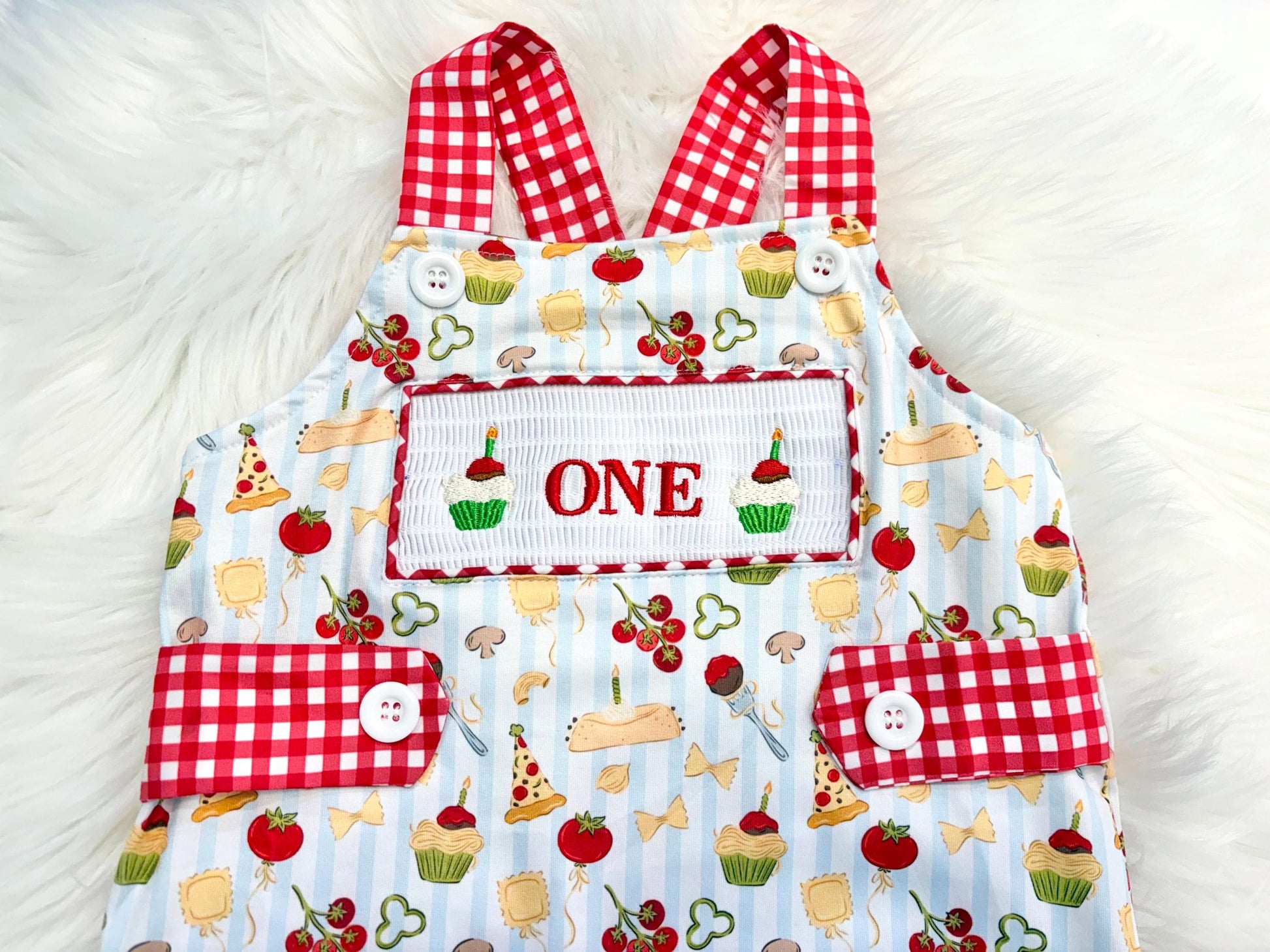 one little meatball cake smash outfit first birthday shirt boy romper italian pizza pasta cannoli blur stripes green red white checkered gingham spaghetti meatball cupcakes smash cake outfit overalls, ONE smocked romper first birthday happy boy, meatball embroidered smocked spring summer 1st birthday boy outfit romper baby boys cake smash outfit, the mod mango baby boutique co
