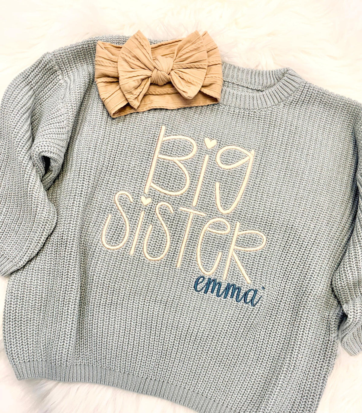 personalized big brother big sister sweater, custom name sweater for big sister, custom name sweater for big brother, fall sibling sweater, chunky knit sweater for siblings, fall shirt sweater sweatshirt big brother big sister, red, blue, beige, confetti, brown, mint green, white, lavender purple, blush pink, custom toddler sweaters, the modmango baby co, themodmango baby boutique