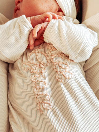 Newborn Girls Bamboo Knotted Gown, Headband and Swaddle Layette Set