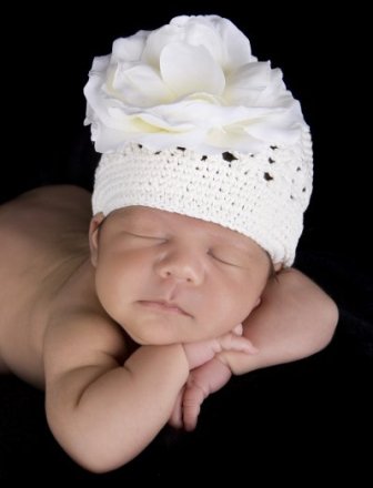 White Crochet Flower Hat