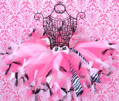Paris Poodle Pink, Hot Pink, Black Baby & Girls Tutu Skirt