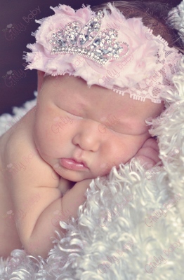 Shabby Light Pink Tiara Crown Infant Headband