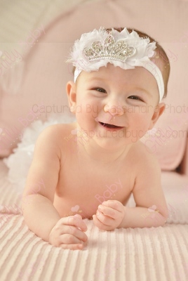 Shabby White Tiara Crown Infant Headband