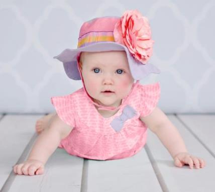 Candy Pink & Lavender Gingham Rose Sun Hat