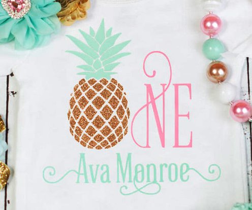 Baby Girls Personalized Glitter Pineapple First Birthday Onesie Tutu Outfit