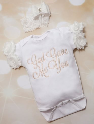 God Gave Me You Baby Onesie with Matching Headband Outfit Set