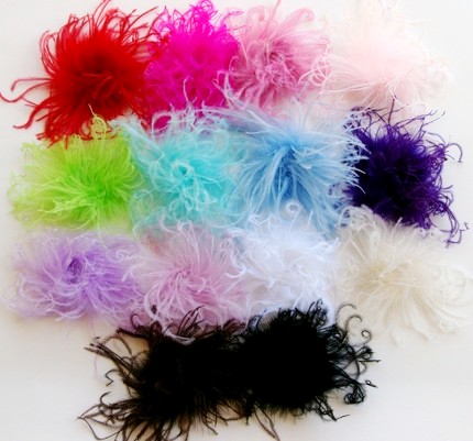 Choose Color - Set of 2 Curly Ostrich Feather Puffs