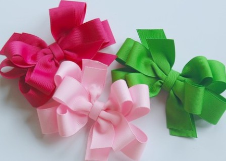 Pretty Pink & Green Hair Bow Set
