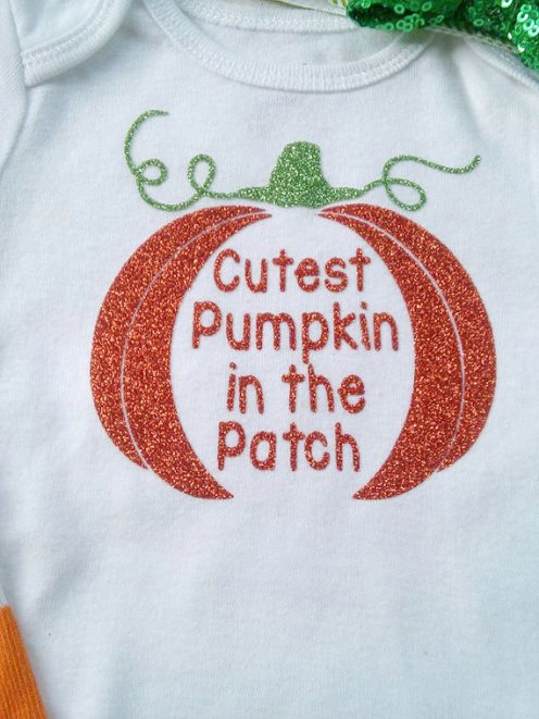 Cutest Pumpkin In The Patch Glitter Halloween Outfit Set