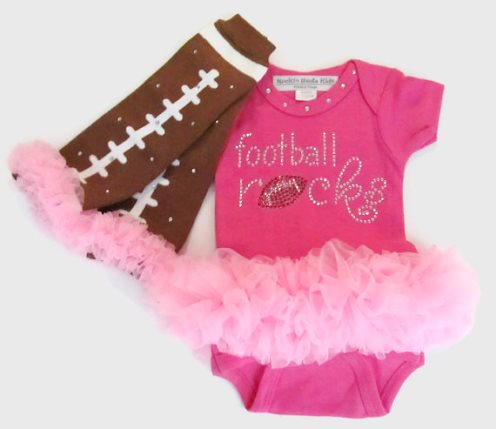 Hot Pink Football Rocks Tutu Onesie & Matching Bling Leg Warmers Outfit Set