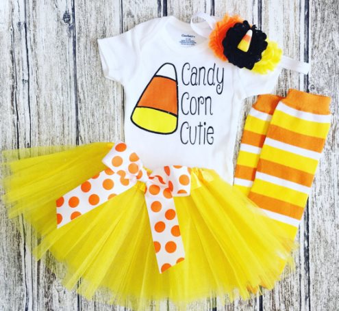 Candy Corn Cutie Halloween Tutu Outfit Set