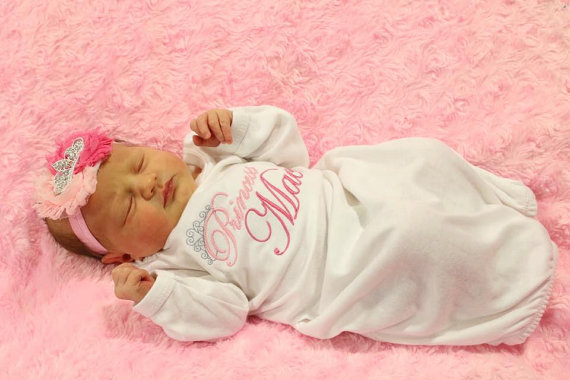 Personalized Take Home Outfit Layette Princess Gown & Headband Set