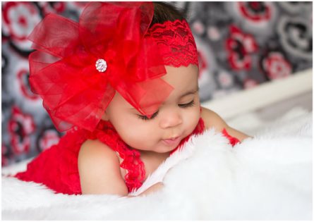 Red Double Layered Sheer Hair Bow on Lace Headband