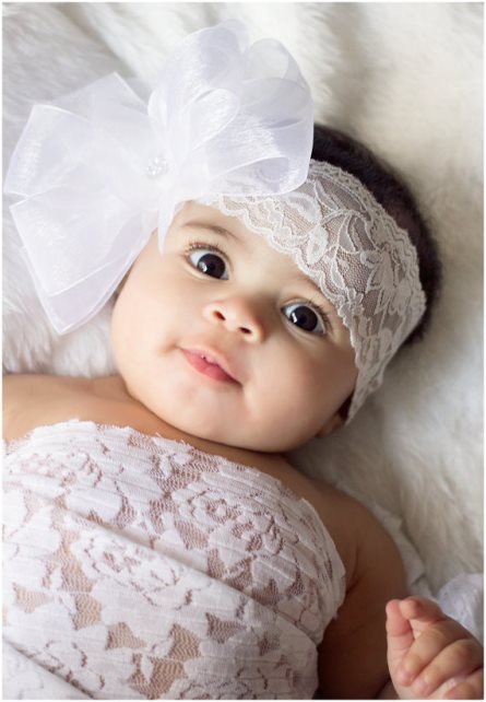 White Double Layered Sheer Hair Bow on Lace Headband