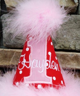 Cheery Red & Pink Custom Birthday Party Hat
