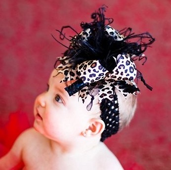 Black and Brown Leopard Over The Top Hair Bow Headband