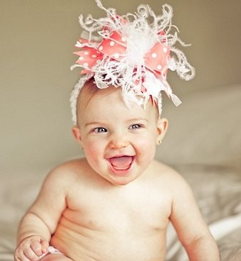 Coral and White Over the Top Hair Bow Headband
