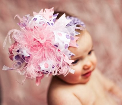 Pink and Lavender Over The Top Hair Bow Headband