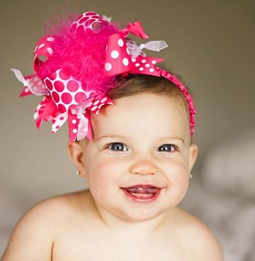 Shocking Bright Pink and White Over the Top Hair Bow Headband