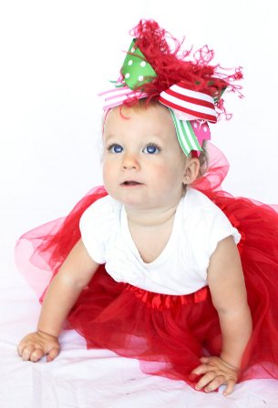 Pink Red and Green Christmas Over the Top Hair Bow Headband