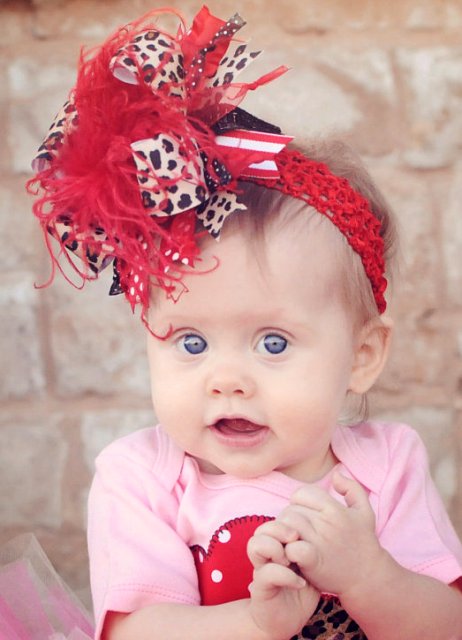 Red and Leopard Over the Top Hair Bow Headband