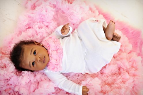 Shabby Pink Vintage Rosette Newborn Infant Gown