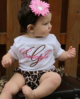 Pink & Brown Giraffe 3pc. Infant Outfit Set