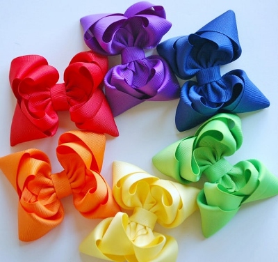 Set of 9 Solid Color Layered Boutique Hair Bows
