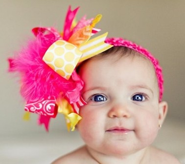 Shocking Pink and Yellow Over the Top Hair Bow Headband