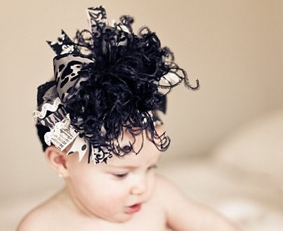 Black Metallic Silver Leopard Over the Top Hair Bow Headband