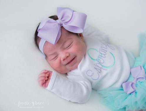 Personalized Aqua and Lavender 3pc. Onesie Tutu Diaper Cover and Headband Outfit Set