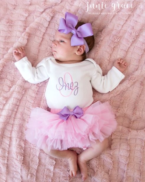 Personalized Pink & Lavender 3pc. Onesie Tutu Diaper Cover and Headband Outfit Set