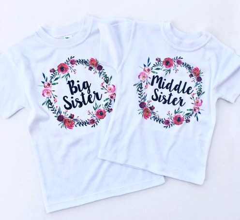 Floral Big Sister Middle Sister Shirt