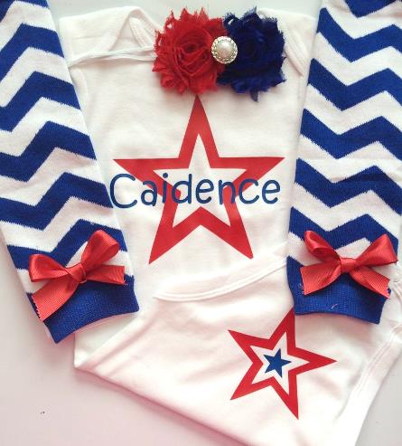 Personalized July 4th Star Bodysuit