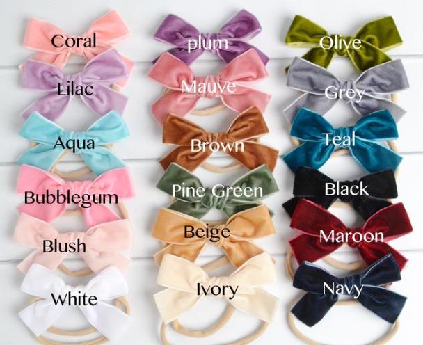 Choose Color - Skinny Nylon Velvet Bow Headband