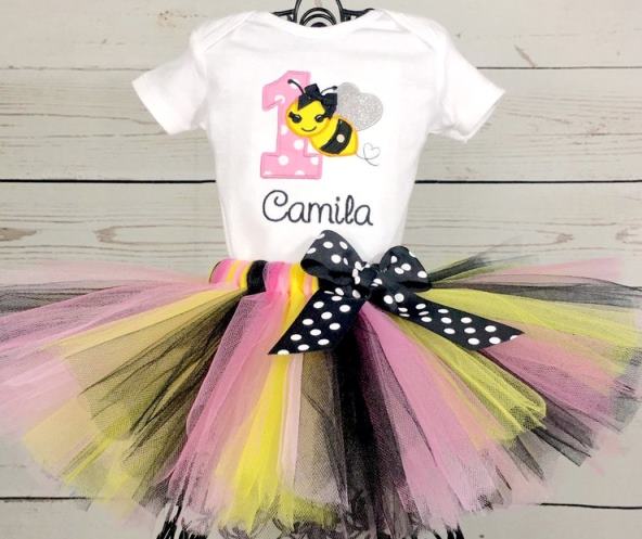 Personalized First Bee Day Tutu Outfit