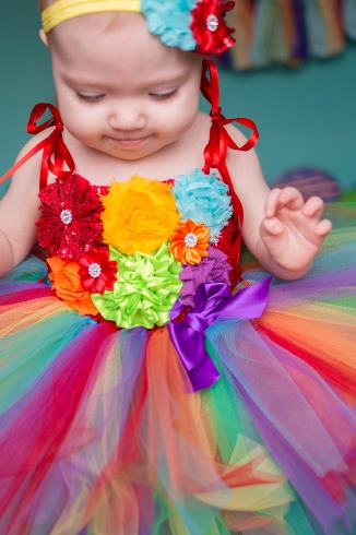 Rainbow Birthday Tutu Flower Dress