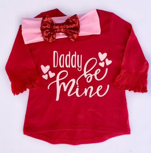 Daddy Be Mine Valentine's Day Outfit with Matching Headband